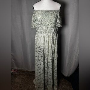 Mint green off the shoulder lace dress